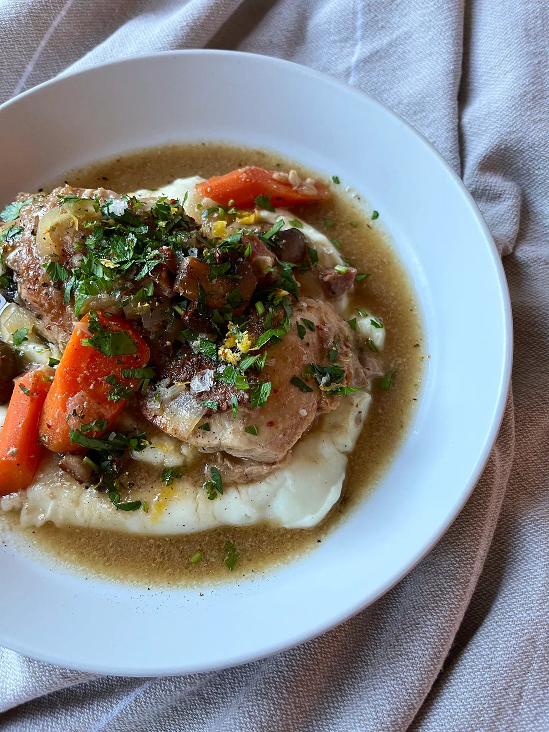 Coq au vin blanc!