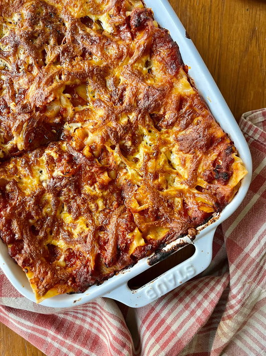 Lasagne saucisse épicée et fromage de chèvre