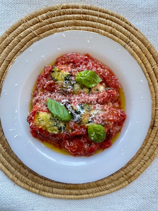 Gnudis à la ricotta et sauce tomate express