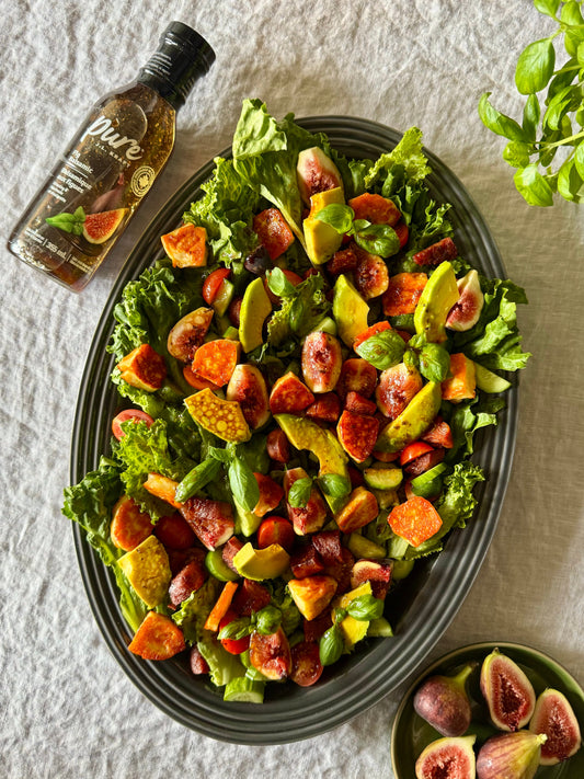 Salade halloumi & chorizo, vinaigrette balsamique aux figues
