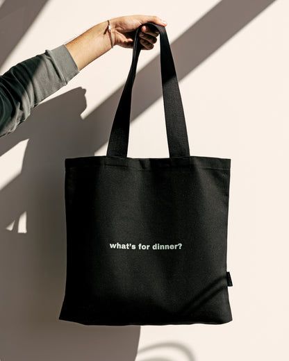 Sac tote bag noir « what's for dinner? »