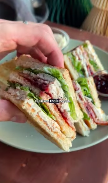 Turkey and Cranberry Club Sandwich