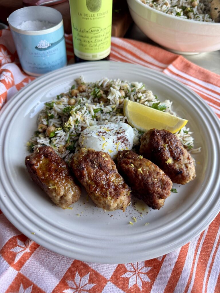 Keftas de poulet et riz aux pois chiches